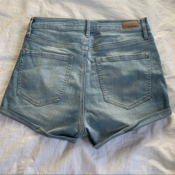 Garage High Waisted Light Wash Denim Shorts - Picture 2 of 5